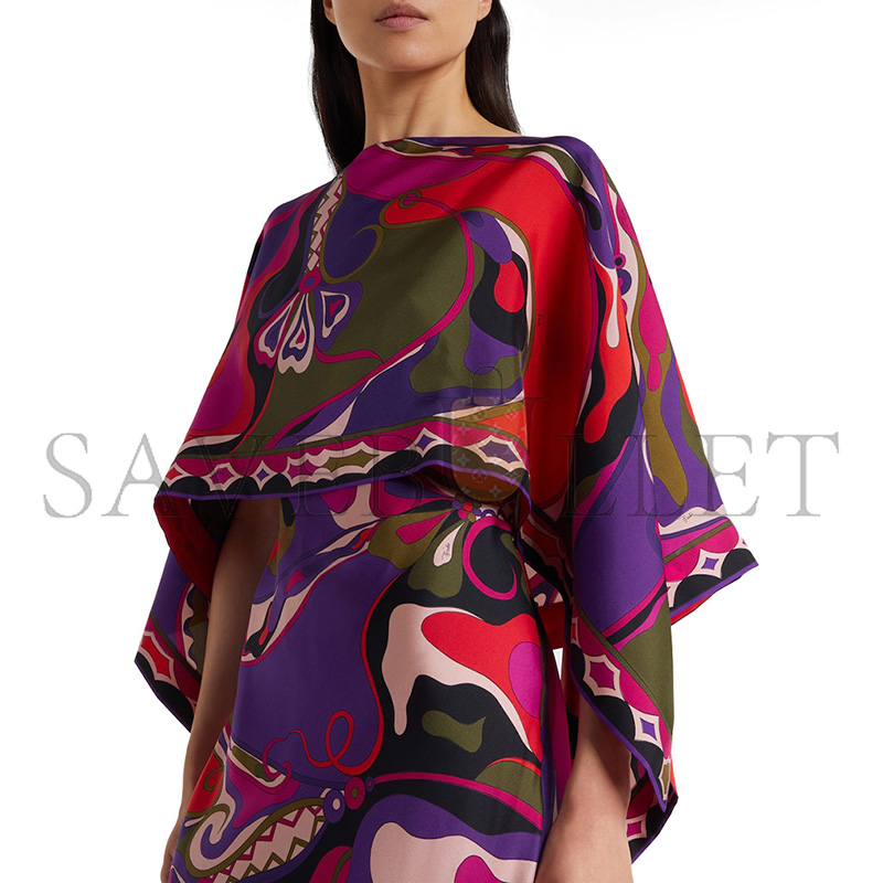 PUCCI ORCHIDEE SILK SLIP DRESS AND CAPE SET